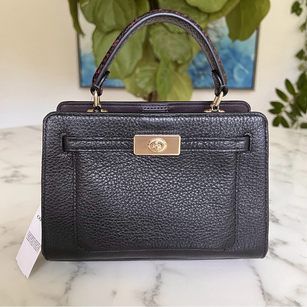 NWT Coach Mini Lane Top Handle Crossbody Gold Black Snake Multi C8687 Multi